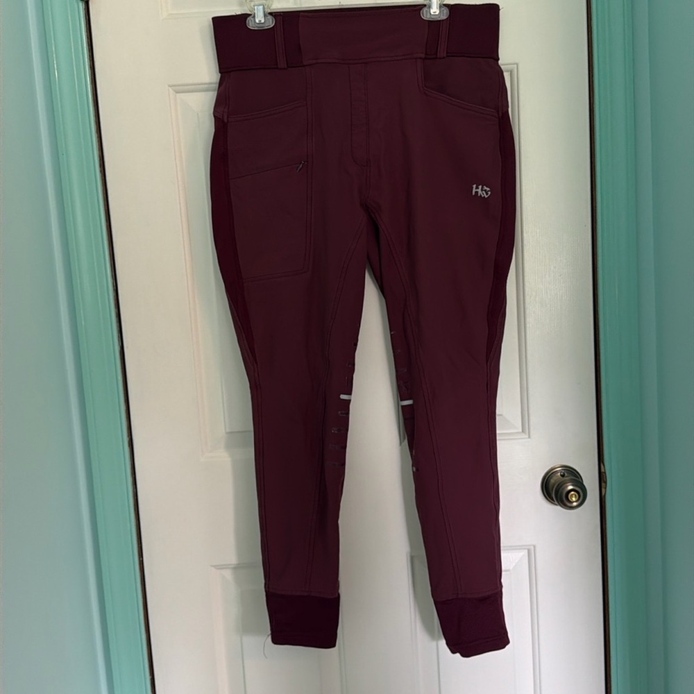 Horseware Ireland Ladies Hybrid Meryl Pull-up breeches/tights. Size 34, maroon